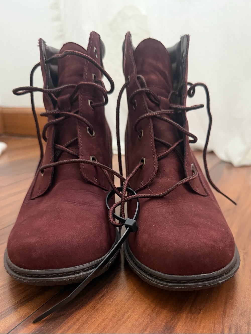 Timberland Amston 6" Wedge Boots Burgundy Nubuck Leather Women's Sz 8.5 NWOB